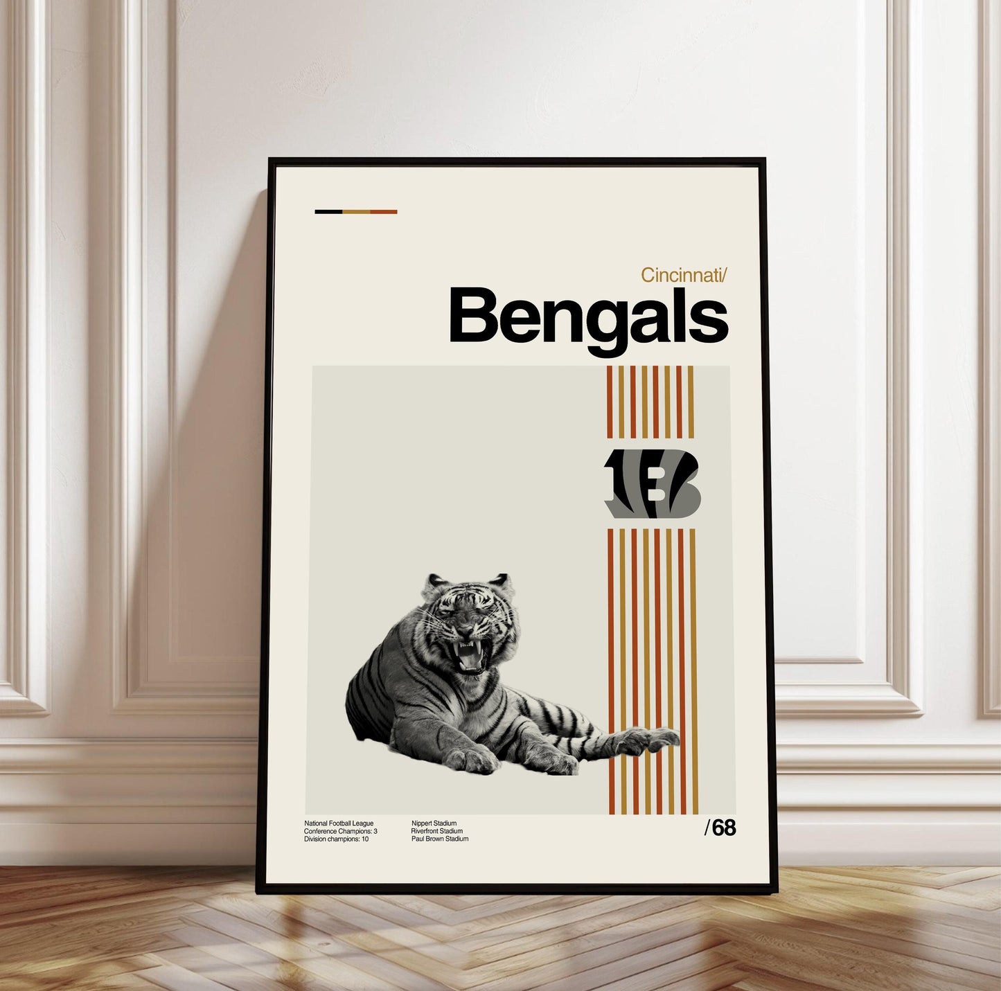 Cincinnati Bengals Art Print: Mid-Century Modern Football Poster