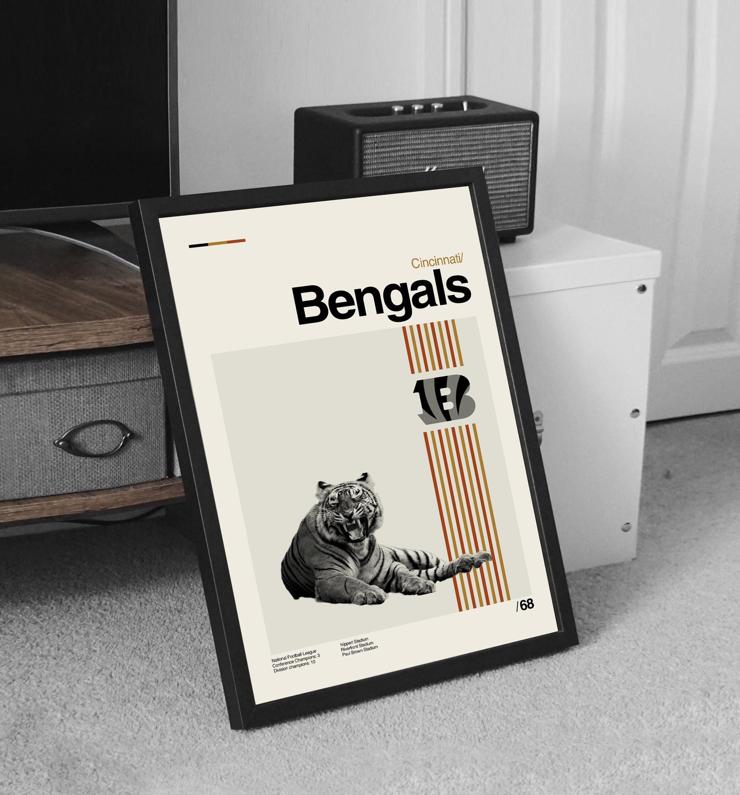Cincinnati Bengals Art Print: Mid-Century Modern Football Poster