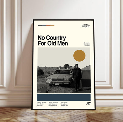 No Country for Old Men Poster – Minimalist Movie Print, Retro Wall Art