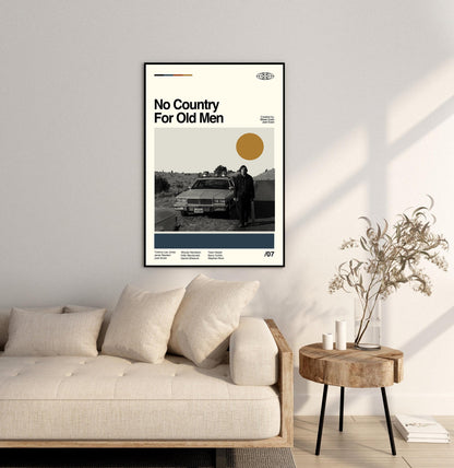 No Country for Old Men Poster – Minimalist Movie Print, Retro Wall Art