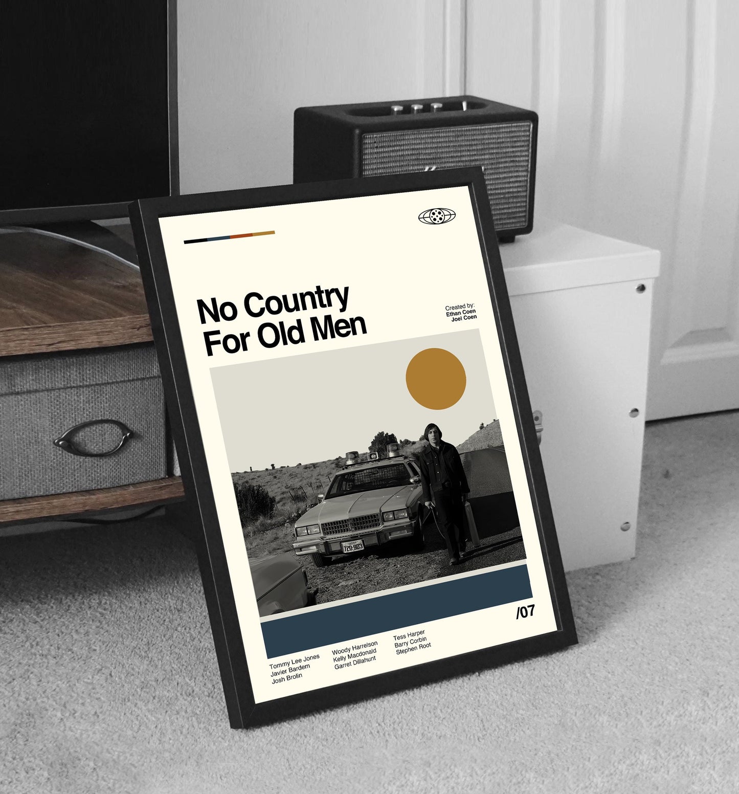 No Country for Old Men Poster – Minimalist Movie Print, Retro Wall Art