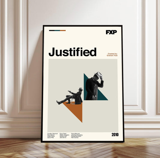 Justified TV Series Poster: Mid-Century Modern Minimalist Art Print