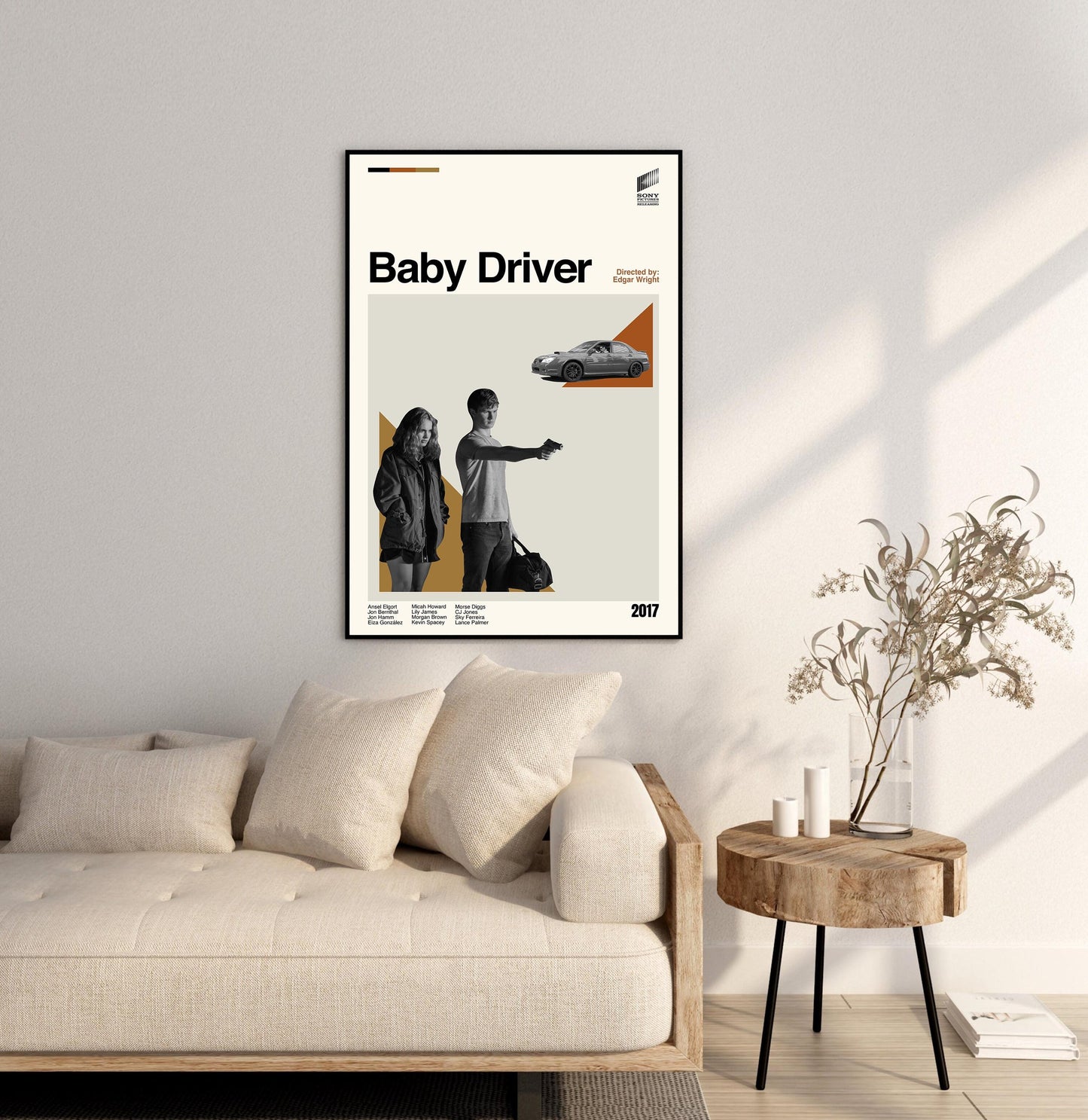 Baby Driver Movie Poster – Minimalist Mid-Century Modern Print