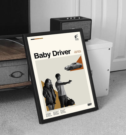 Baby Driver Movie Poster – Minimalist Mid-Century Modern Print