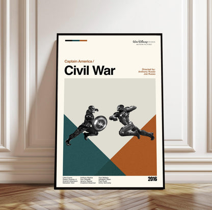 Captain America: Civil War Movie Poster - Midcentury Modern Minimalist Print