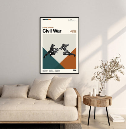 Captain America: Civil War Movie Poster - Midcentury Modern Minimalist Print