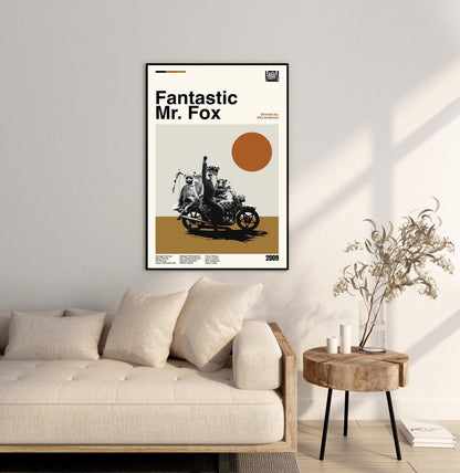 Fantastic Mr. Fox Poster - Movie Poster - Midcentury Modern Art - Minimalist Print - Retro Poster - Vintage Print - Wall Art - Gift for him