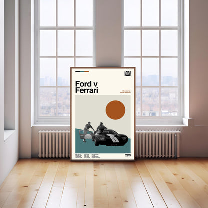 Ford v Ferrari Poster - Mid-Century Modern Movie Print