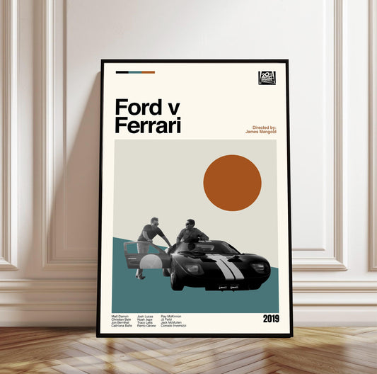 Ford v Ferrari Poster - Mid-Century Modern Movie Print