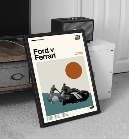 Ford v Ferrari Poster - Mid-Century Modern Movie Print