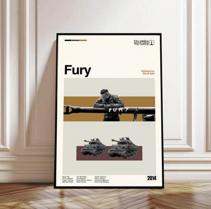 Fury Movie Poster: Mid-Century Modern Minimalist Art Print