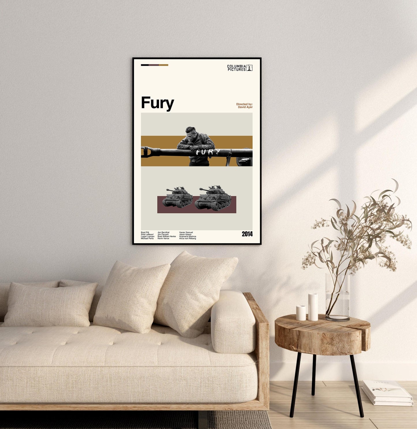 Fury Movie Poster: Mid-Century Modern Minimalist Art Print