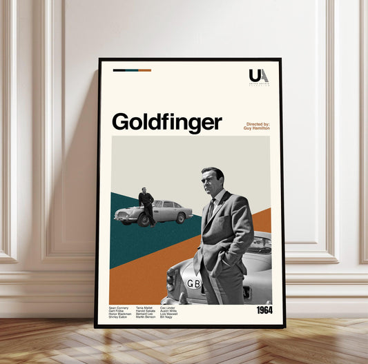 Goldfinger Movie Poster: Mid-Century Modern Minimalist Art Print