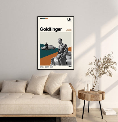 Goldfinger Movie Poster: Mid-Century Modern Minimalist Art Print
