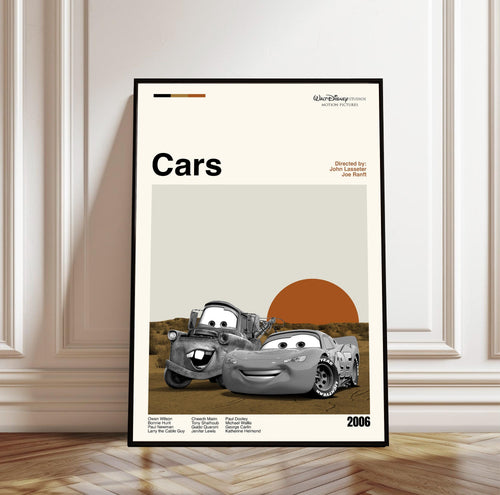 Cars Poster - Movie Poster - Midcentury Modern Art - Minimalist Print - Retro Poster - Vintage Print Art - Wall Art - Gifts for him