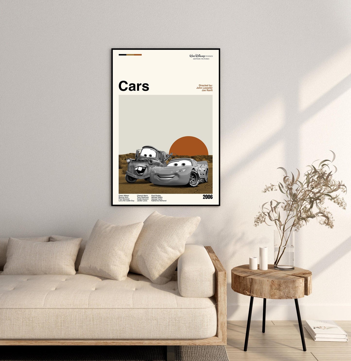 Cars Poster - Movie Poster - Midcentury Modern Art - Minimalist Print - Retro Poster - Vintage Print Art - Wall Art - Gifts for him