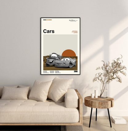 Cars Poster - Movie Poster - Midcentury Modern Art - Minimalist Print - Retro Poster - Vintage Print Art - Wall Art - Gifts for him