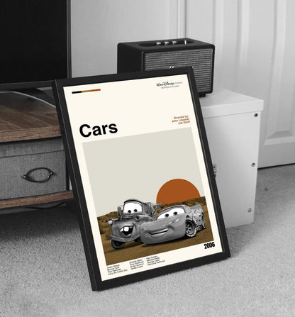 Cars Poster - Movie Poster - Midcentury Modern Art - Minimalist Print - Retro Poster - Vintage Print Art - Wall Art - Gifts for him
