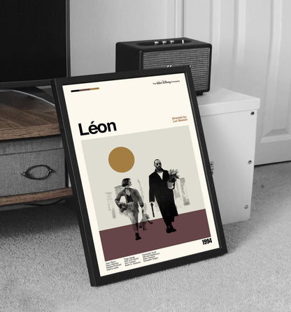 Léon Poster - Movie Poster - Midcentury Modern Art - Minimalist Print - Retro Poster - Vintage Print Art - Wall Art - Gift for him