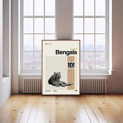 Cincinnati Bengals Art Print: Mid-Century Modern Football Poster