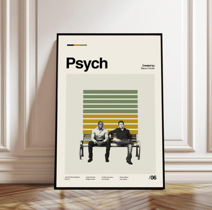 Psych TV Series Poster: Mid-Century Modern Minimalist Art Print