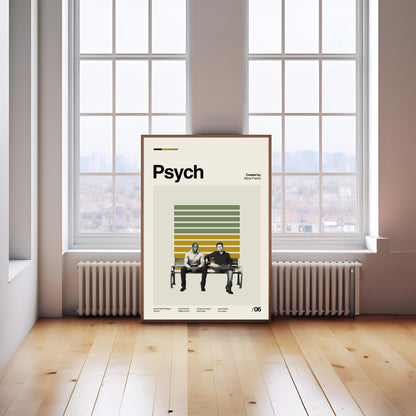 Psych TV Series Poster: Mid-Century Modern Minimalist Art Print
