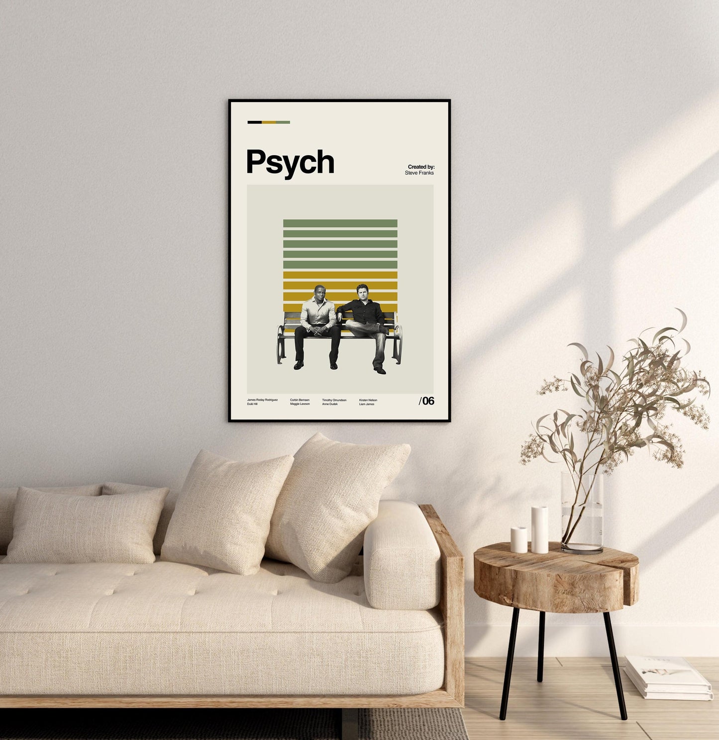 Psych TV Series Poster: Mid-Century Modern Minimalist Art Print