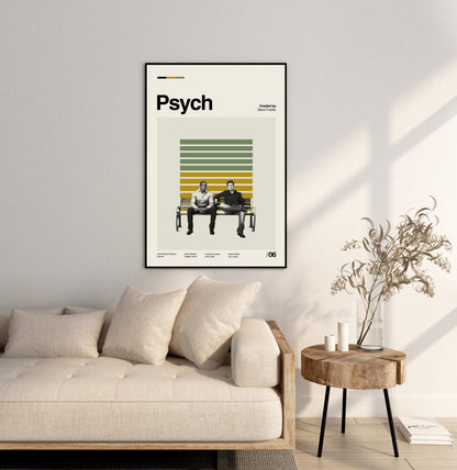 Psych TV Series Poster: Mid-Century Modern Minimalist Art Print