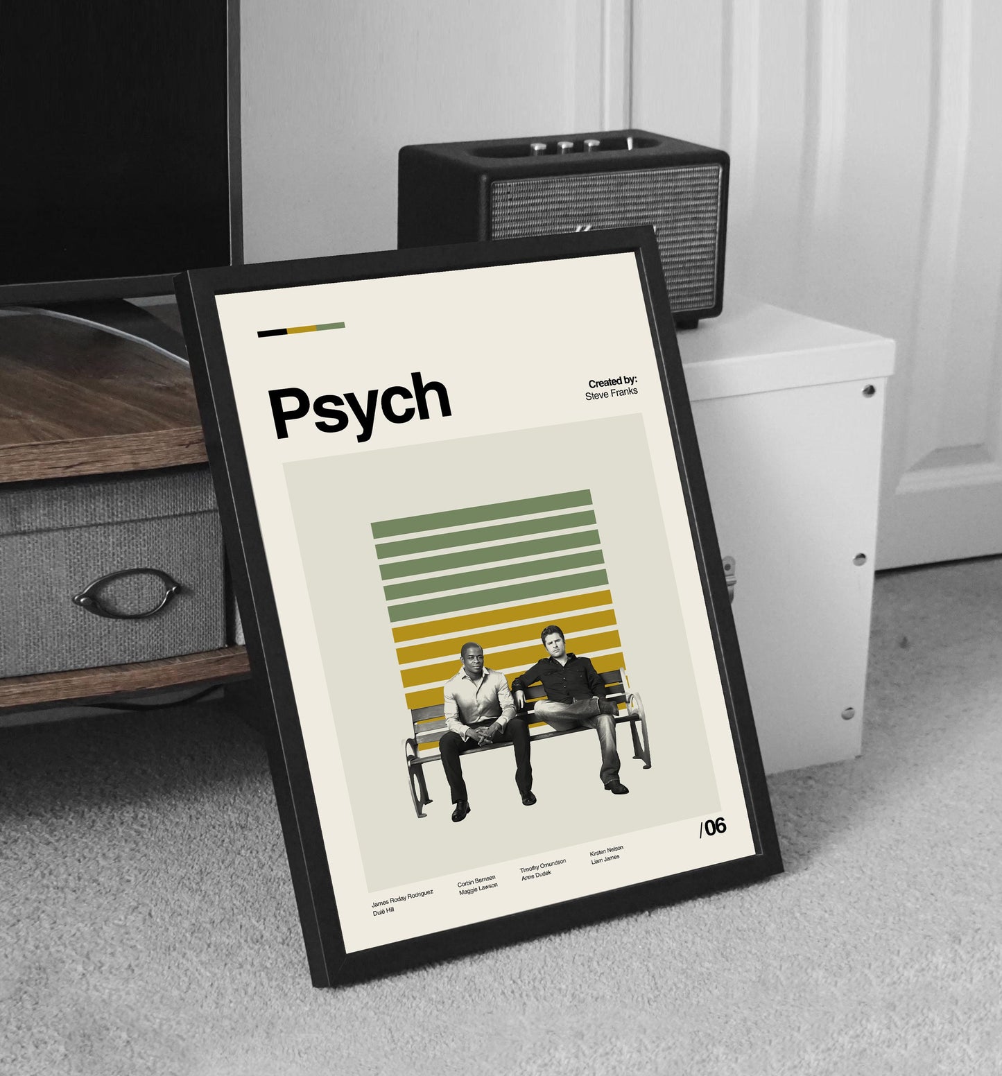 Psych TV Series Poster: Mid-Century Modern Minimalist Art Print