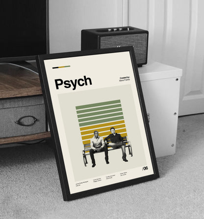 Psych TV Series Poster: Mid-Century Modern Minimalist Art Print