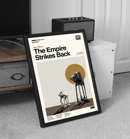 Empire Strikes Back Poster: Mid-Century Modern Star Wars Print