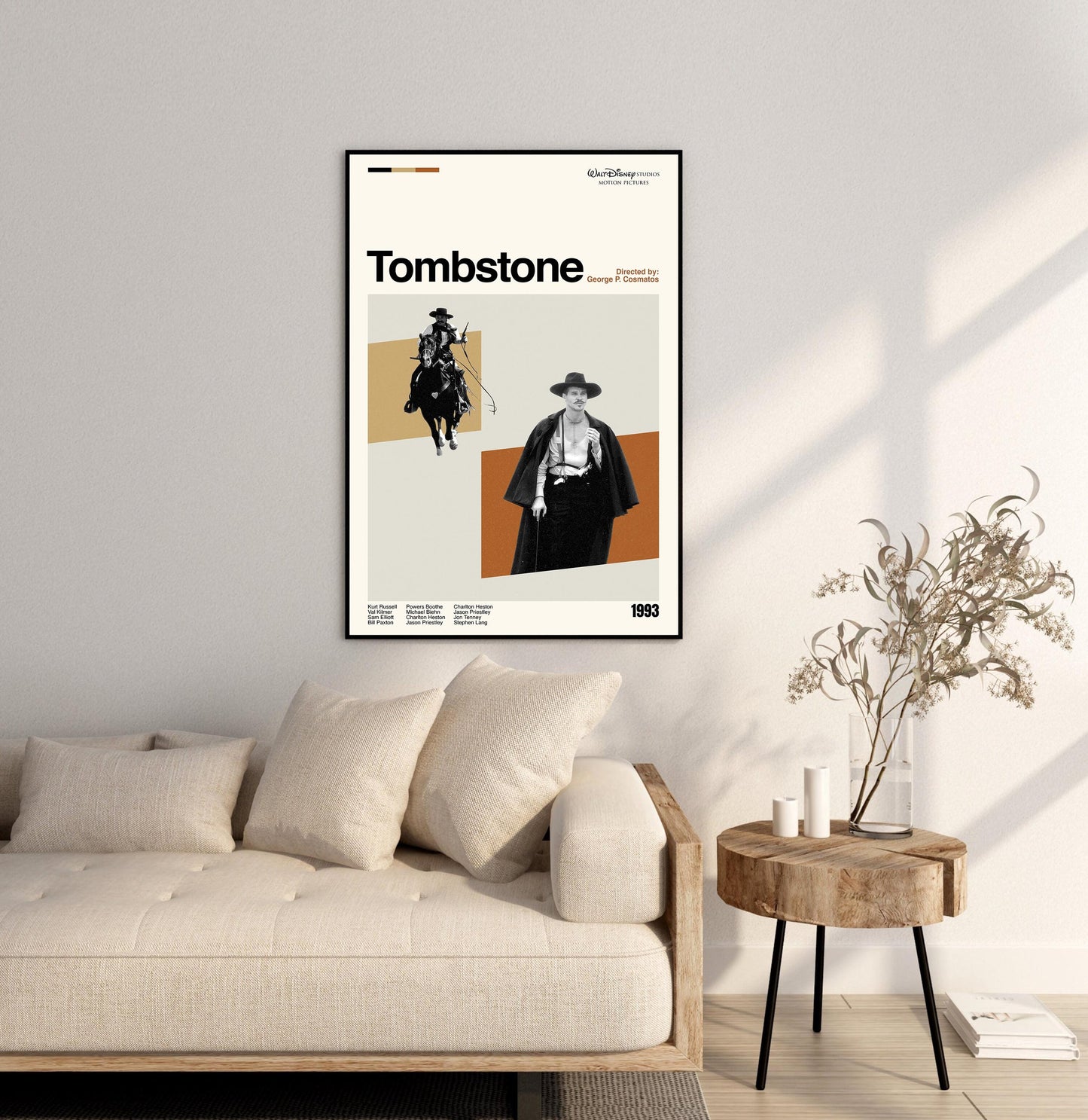 Tombstone Movie Poster: Mid-Century Modern Minimalist Art Print