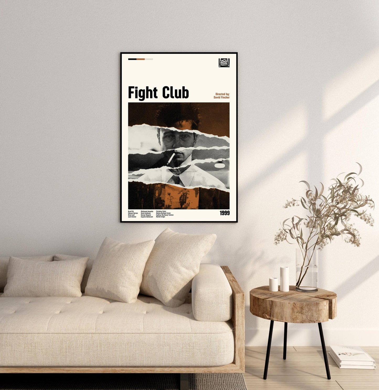 Fight Club Movie Poster: Mid-Century Modern Minimalist Print