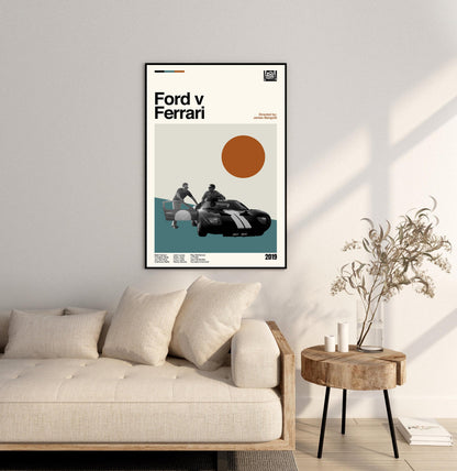 Ford v Ferrari Poster - Mid-Century Modern Movie Print