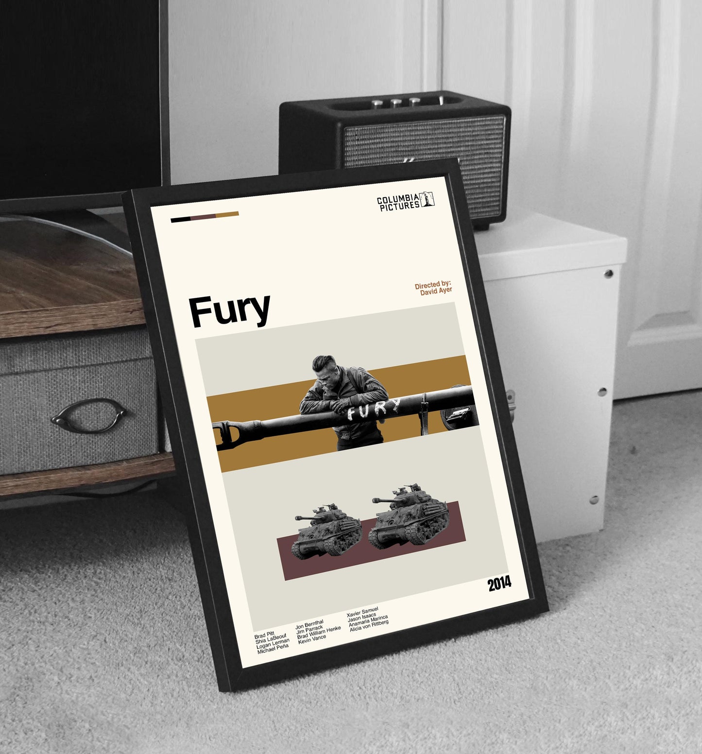Fury Movie Poster: Mid-Century Modern Minimalist Art Print