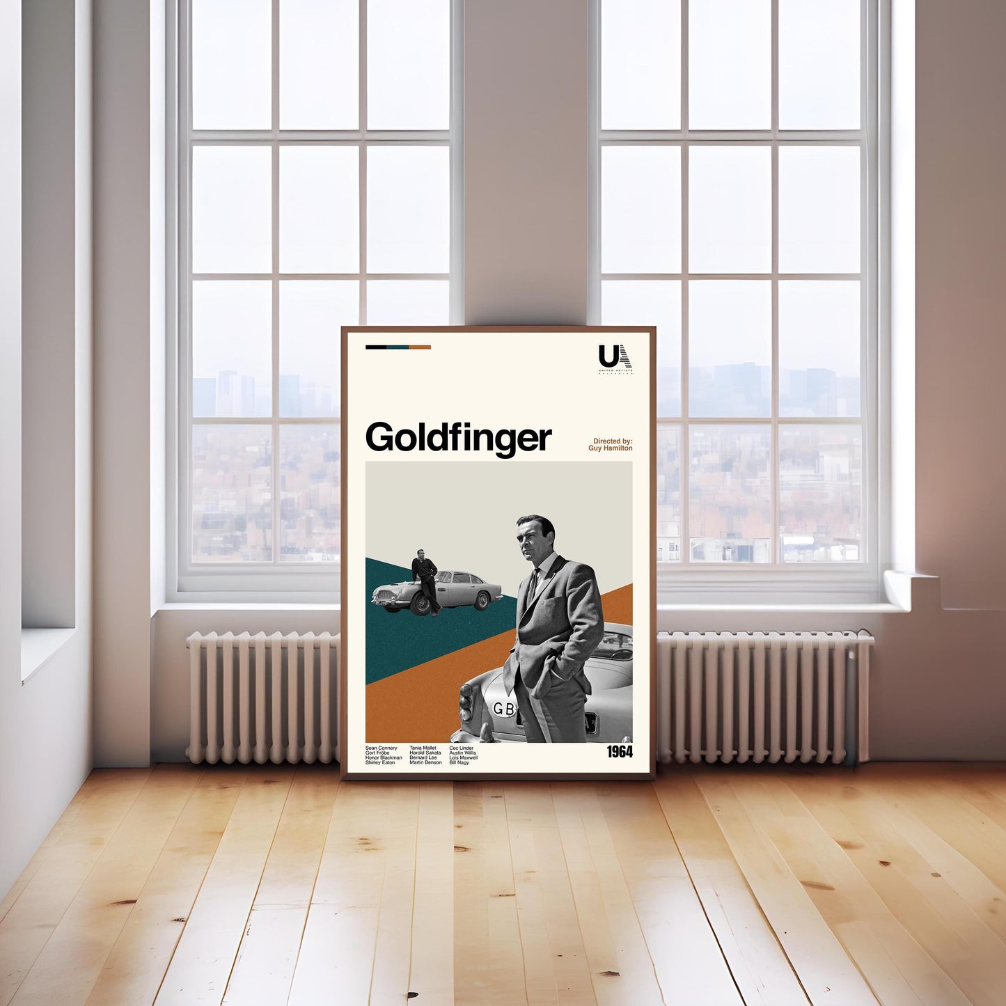 Goldfinger Movie Poster: Mid-Century Modern Minimalist Art Print