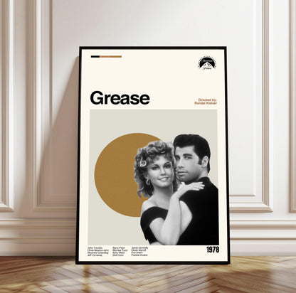Grease Poster - Movie Poster - Midcentury Modern Art - Minimalist Print - Retro Poster - Vintage Print Art - Wall Art - Gifts for him