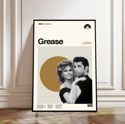 Grease Poster - Movie Poster - Midcentury Modern Art - Minimalist Print - Retro Poster - Vintage Print Art - Wall Art - Gifts for him