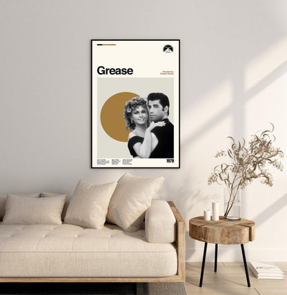 Grease Poster - Movie Poster - Midcentury Modern Art - Minimalist Print - Retro Poster - Vintage Print Art - Wall Art - Gifts for him