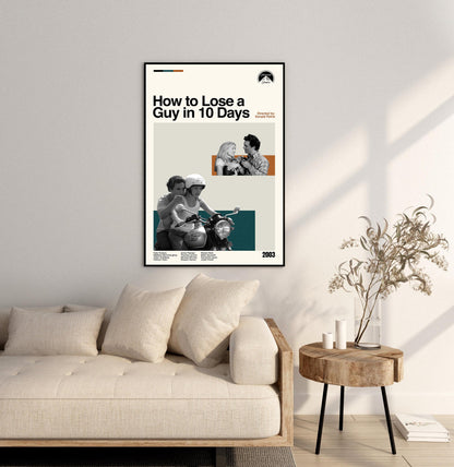 How to Lose a Guy in 10 Days Poster - Movie Poster - Midcentury Modern Art - Minimalist Print - Retro Poster - Vintage Print - Gift for him