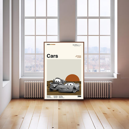 Cars Poster - Movie Poster - Midcentury Modern Art - Minimalist Print - Retro Poster - Vintage Print Art - Wall Art - Gifts for him