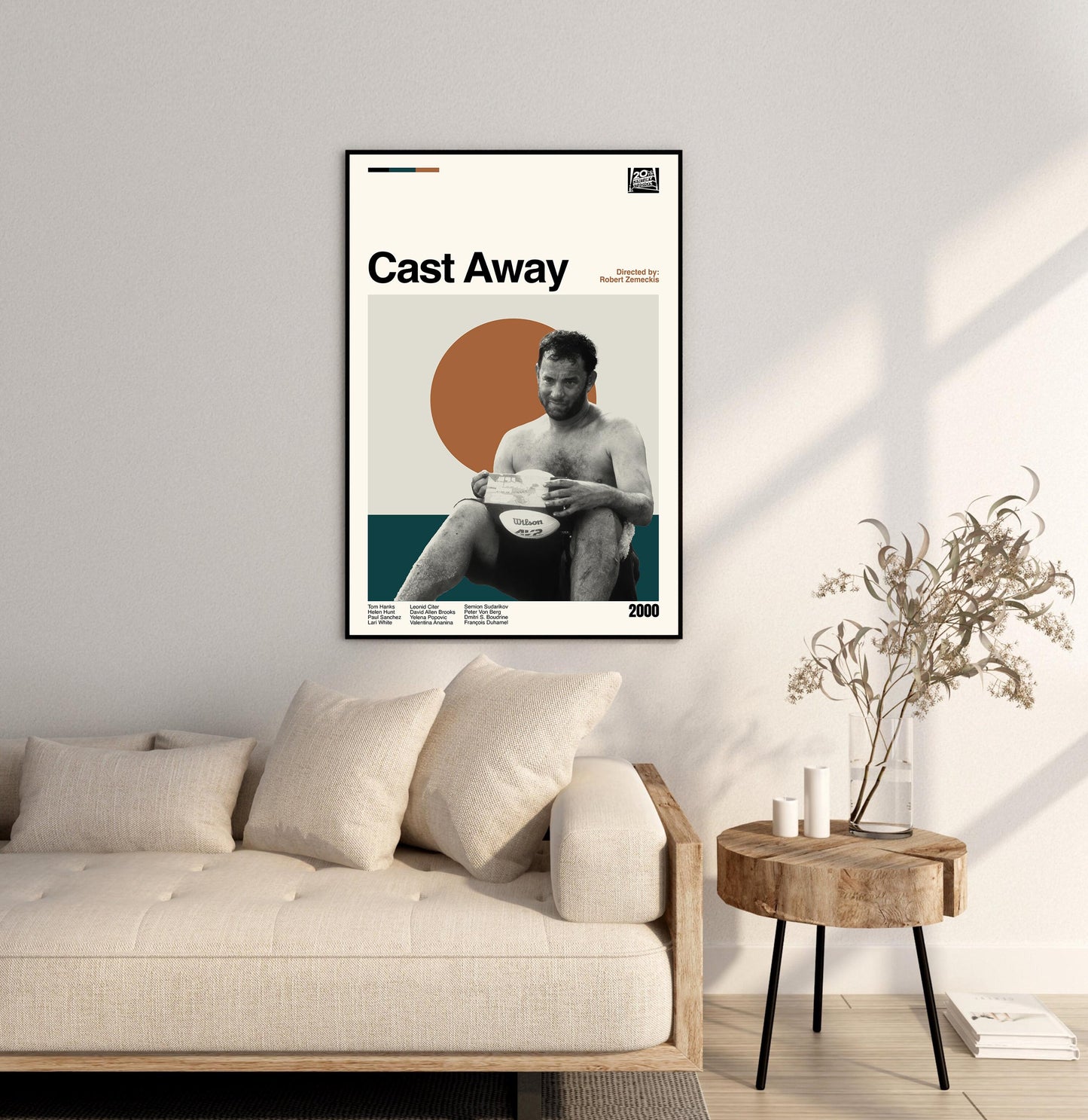 Cast Away Movie Poster: Mid-Century Modern Minimalist Art Print