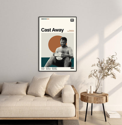 Cast Away Movie Poster: Mid-Century Modern Minimalist Art Print