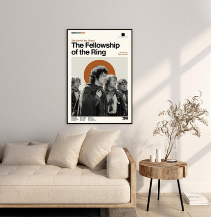 Fellowship of the Ring Poster: Mid-Century Modern Minimalist Art Print