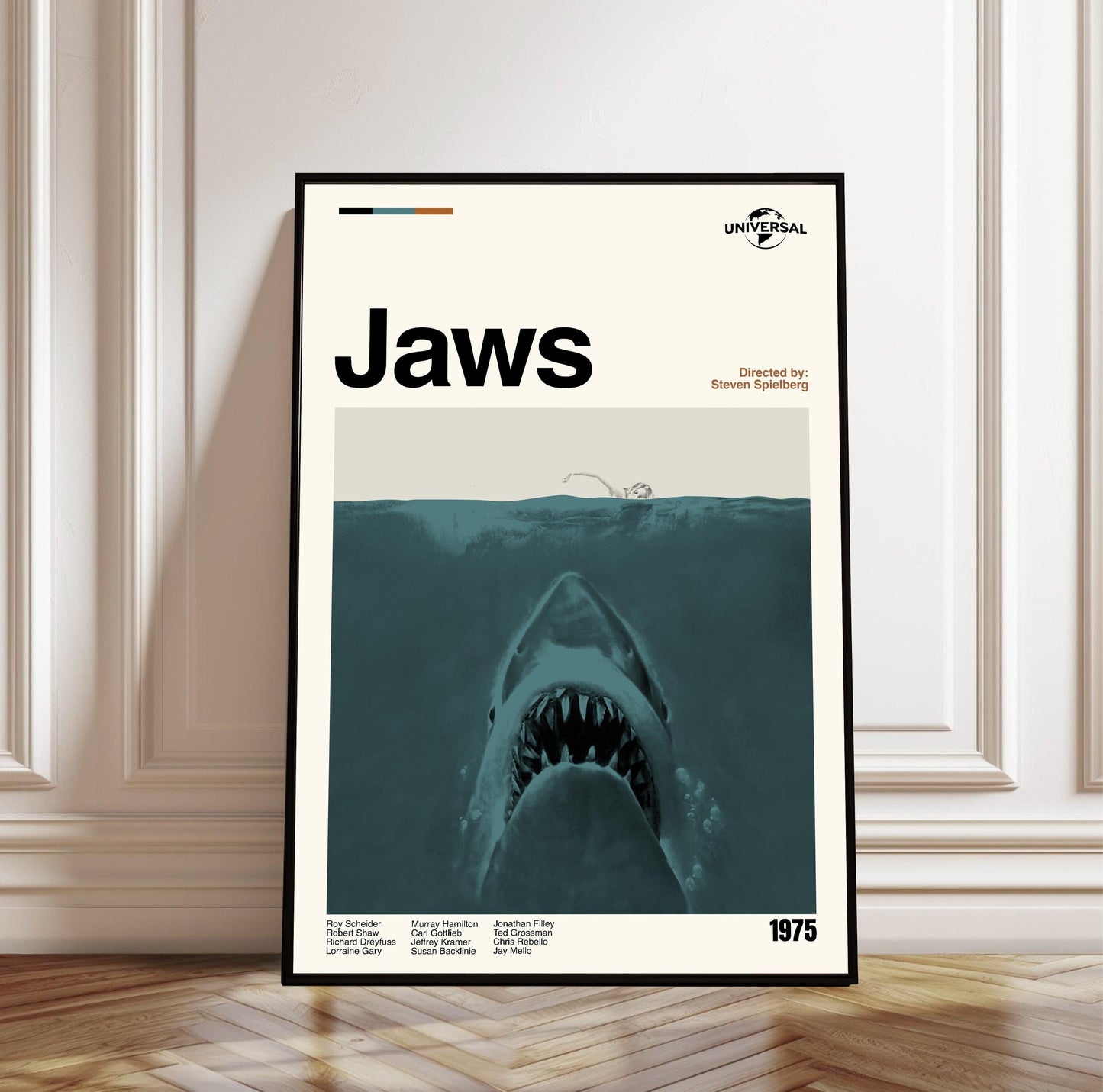 Jaws Movie Poster: Mid-Century Modern Minimalist Print