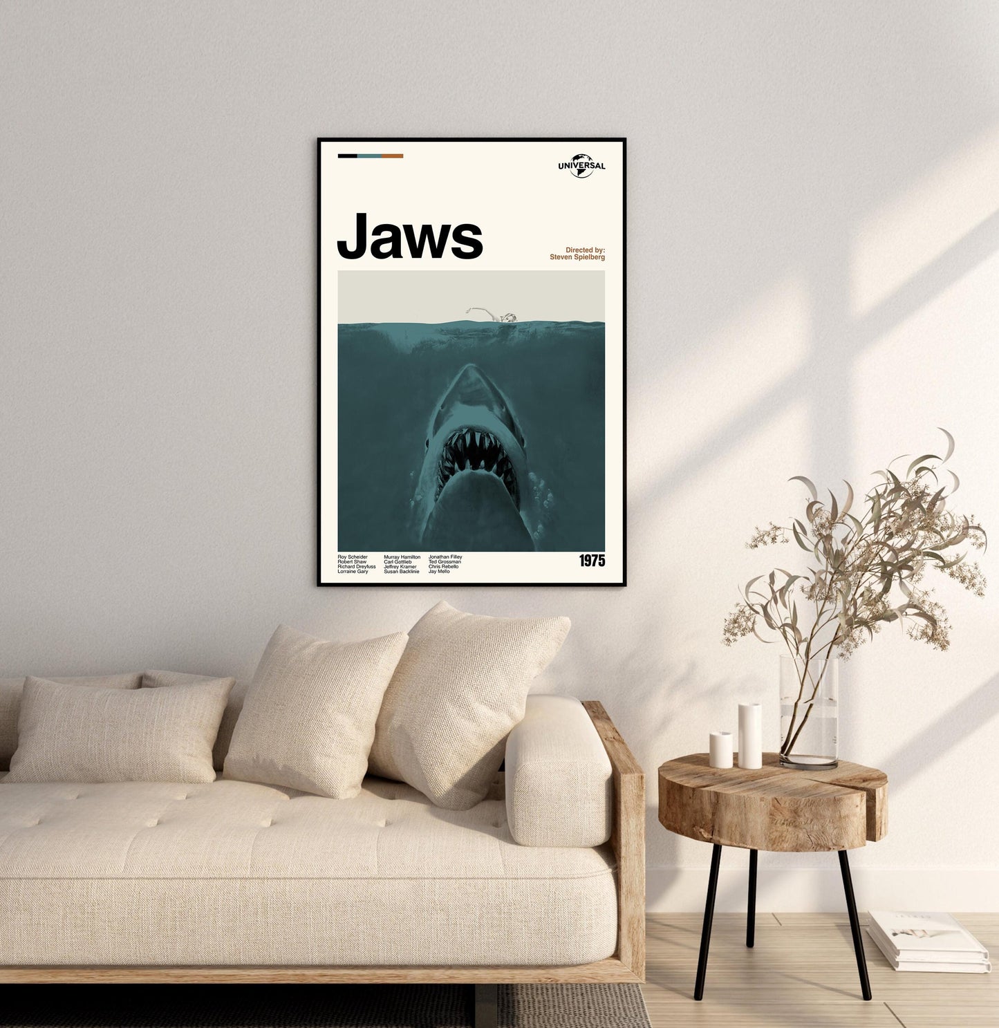 Jaws Movie Poster: Mid-Century Modern Minimalist Print