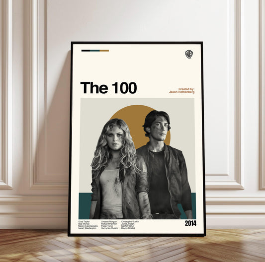 The 100 Poster: Mid-Century Modern Minimalist Print