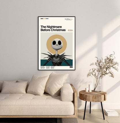 The Nightmare Before Christmas Poster - Movie Poster - Midcentury Modern Art - Minimalist Print - Retro Poster - Vintage Print - Wall Art