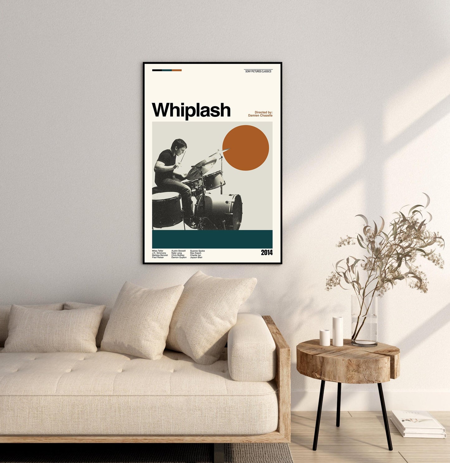 Whiplash Movie Poster: Midcentury Modern Minimalist Art Print