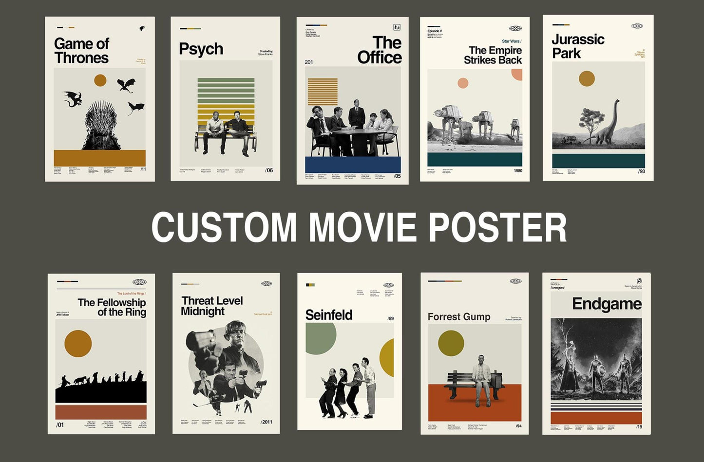 Custom Movie Poster - Midcentury Modern Minimalist Print (Digital Download)